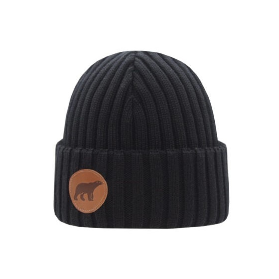 Björn Merino Wool Cuffed Beanie Black - Super Yellow