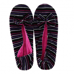 Women's Striped Ballet Flats with Leather Sole - Isotoner