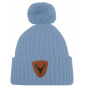 Sky Blue Merino Wool Caribou Pom Pom Beanie - Super Yellow