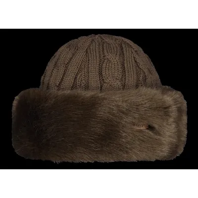 Chocolate Faux Fur Cable Beanie / Hat - Barts  Reference: 18852| Traclet Hat Shop