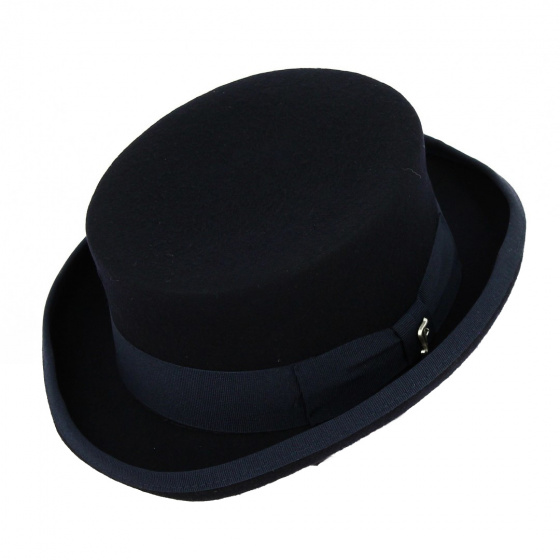 Navy Wool Felt Half Top Hat - Fléchet