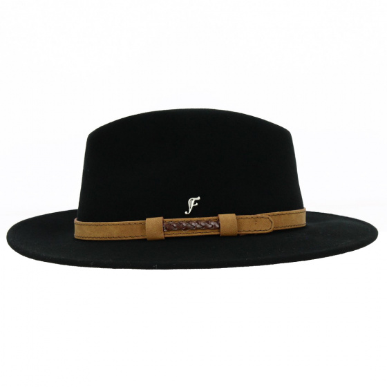 Black Wool Felt Traveller Walky Hat - Fléchet
