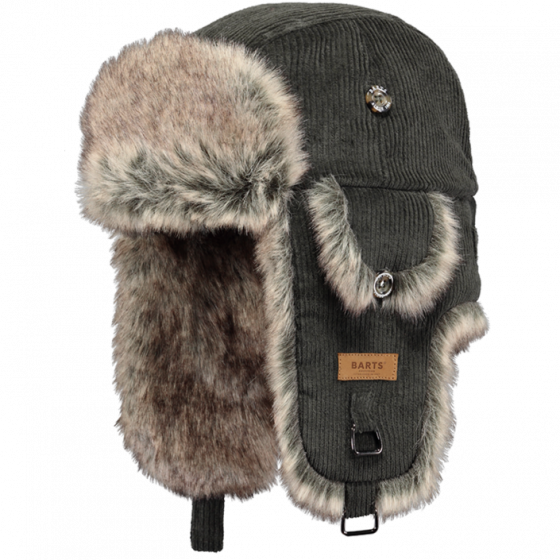 Almond Green Army Rib Bomber Trapper Hat - Barts