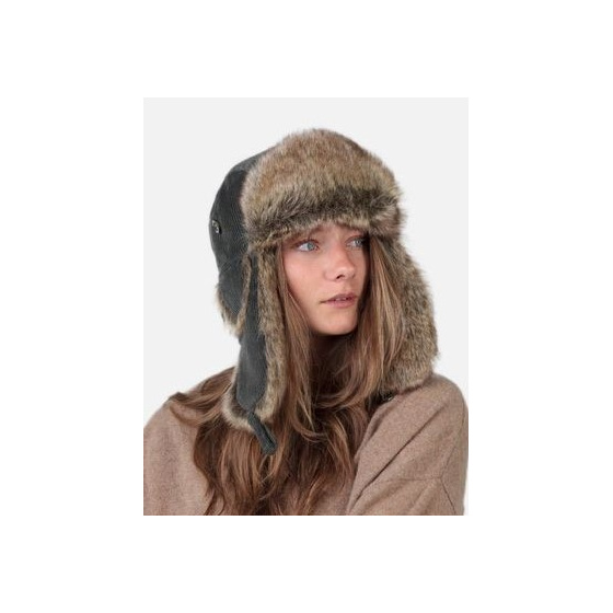 Almond Green Army Rib Bomber Trapper Hat - Barts