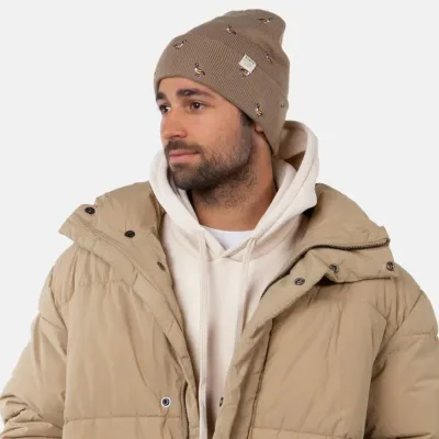 Barts Vinson Short Beanie with Goose Embroidery - Taupe Reference: 18890 | Traclet Hat Shop