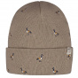 Vinson Short Beanie Goose Embroidery Taupe - Barts
