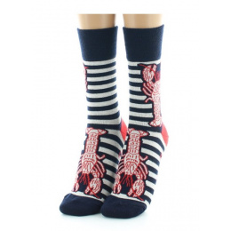Striped Lobster Wool Socks Made in France - Berthe