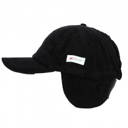 Black Velvet Baseball Cap with Ear Flaps - Traclet