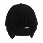 Black Velvet Baseball Cap with Ear Flaps - Traclet
