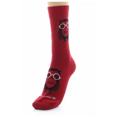 Dagobert Red Cotton Owl Socks Made in France Reference: 18912| Chapellerie Traclet