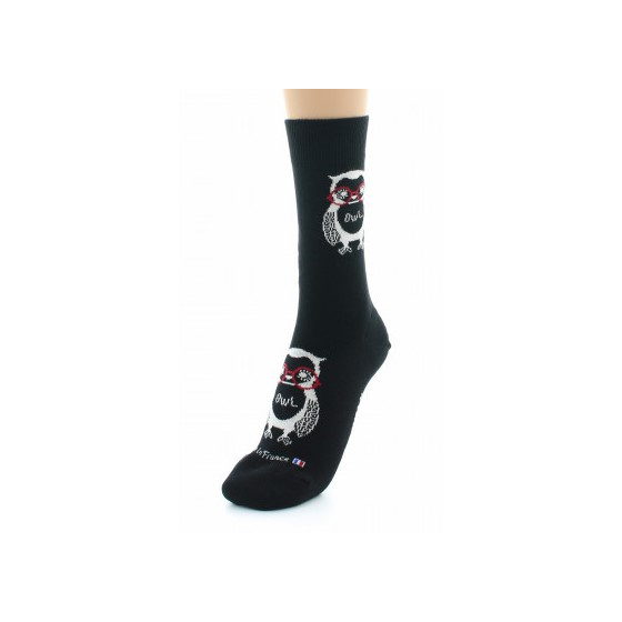 Black Cotton Owl Socks Made in France - Dagobert