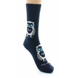 Owl Socks Cotton Navy Made in France - Dagobert