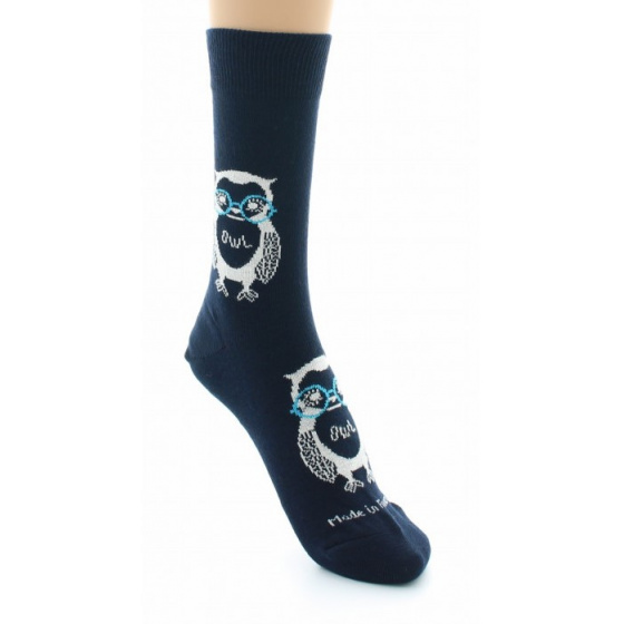 Chaussettes Hibou Coton Marine Made in France - Dagobert