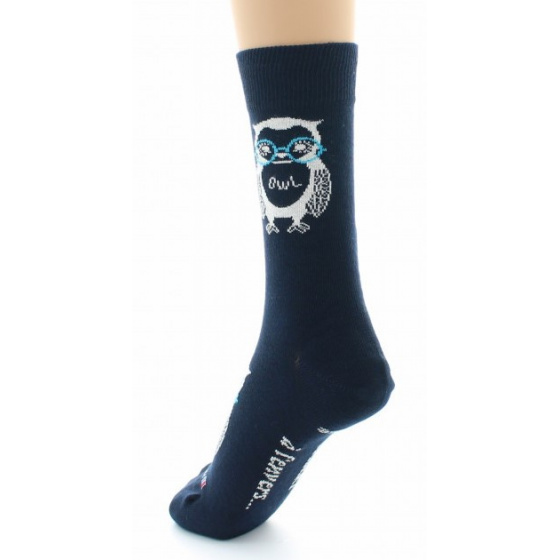Chaussettes Hibou Coton Marine Made in France - Dagobert