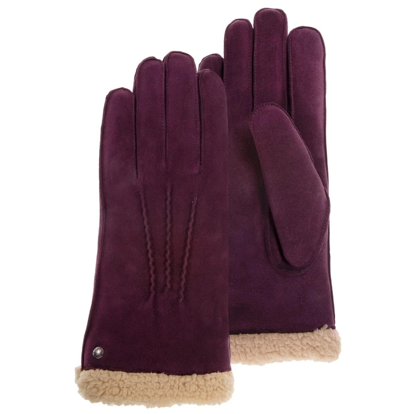 Women's Leather & Fur Gloves Bordeaux - Isotoner Reference: 15040