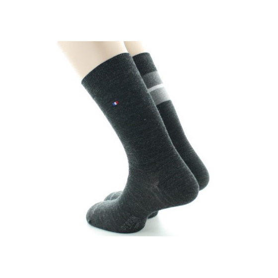 Lot 2 Chaussettes Hommes Anthracite Laine Made in France - Perrin