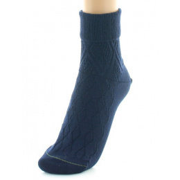 Women's Organic Wool Navy Socks Made in France - Perrin