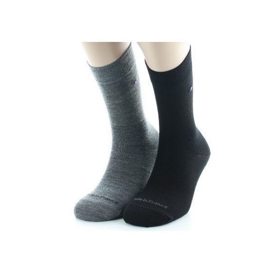 Set of 2 Men's Plain Wool Socks Made in France - Perrin