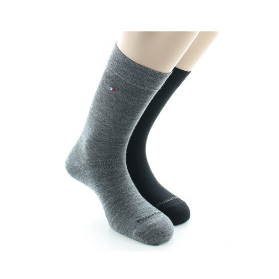 Set of 2 Men's Plain Wool Socks Made in France - Perrin