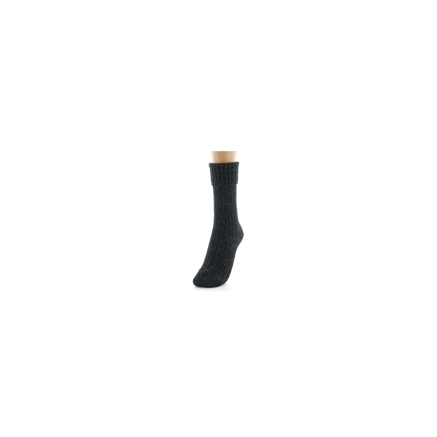Chaussettes Femme A Cotes Noir Pailleté Made in France - Perrin