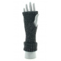 Women's Black Glittery Fingerless Gloves Made in France - Perrin