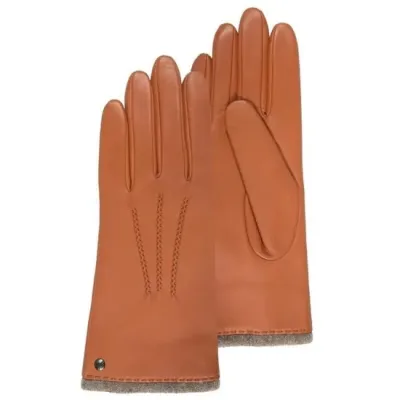 Gants Femme Cuir Doublée Cachemire Mandarine - Isotoner Reference : 18926 | Chapellerie Traclet