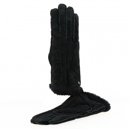 Men's Black Pigskin Leather Gloves - Isotoner