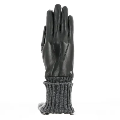 Black Fleece-Lined Leather Gloves - Isotoner Reference: 15043