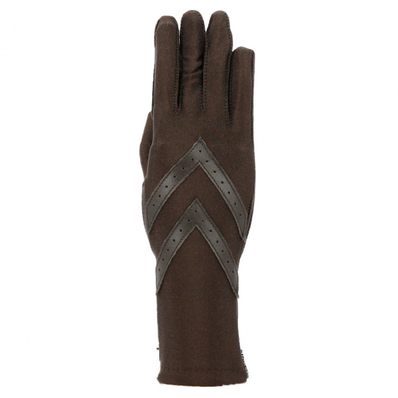Gants Polyester Chevrons Cuir Doublé Polaire - Isotoner Gants Polyester Chevrons Cuir Doublé Polaire - Isotoner