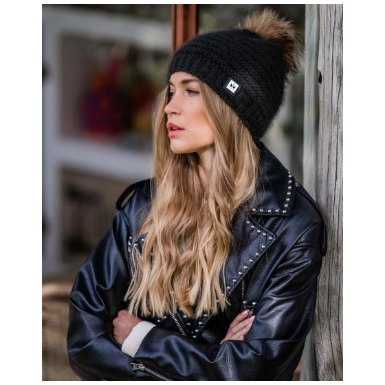 Black Naiade Pom-Pom Beanie - Pipolaki