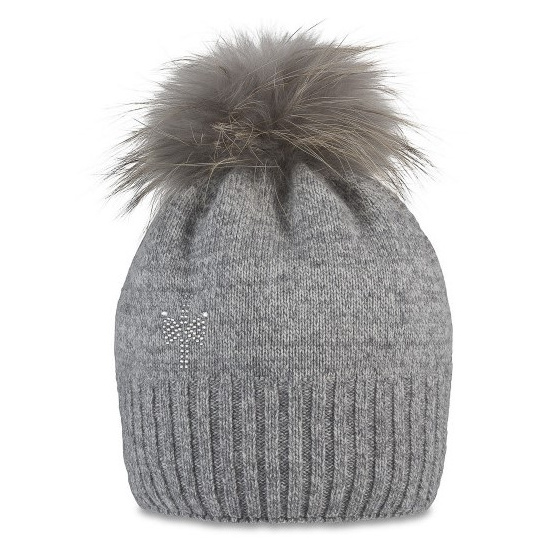 Giulia Star Gray Pom-Pom Beanie - Pipolaki