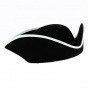 Large Black Wool Felt Tricorn with White Border - Traclet