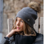 Grey Bella Pompom Beanie - Pipolaki
