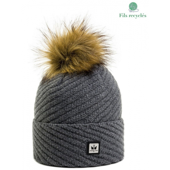 Bonnet à pompon Bella Gris - Pipolaki Bonnet à pompon Bella Gris - Pipolaki