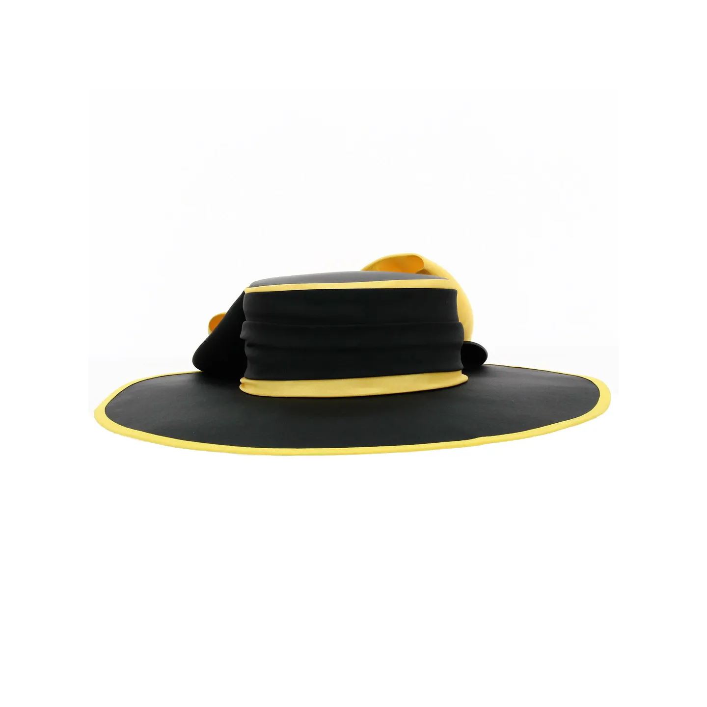 Chapeau de Cérémonie Edith Noir et Jaune - Traclet Reference : 9572 | Chapellerie Traclet