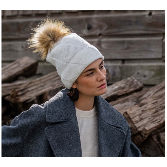 Bonnet à Pompon Agena Blanc - Pipolaki Bonnet à Pompon Agena Blanc - Pipolaki