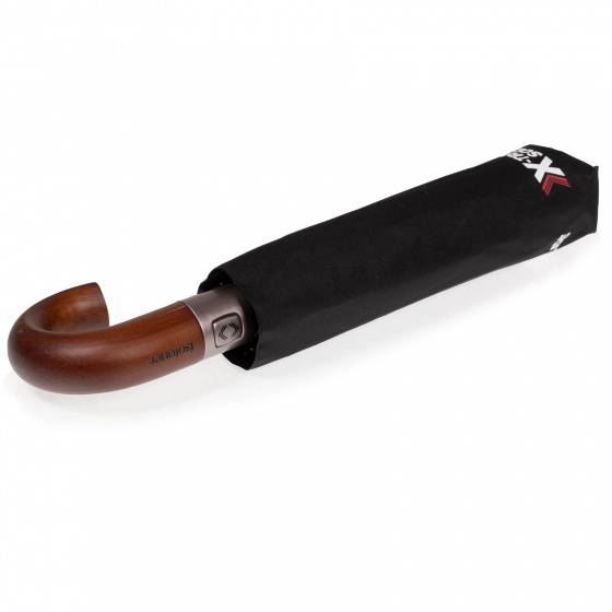 Black Wooden Crook Umbrella - Isotoner