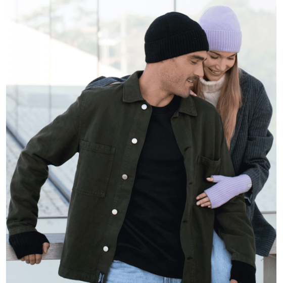 Alix Black Fingerless Gloves Made in France - Pipolaki