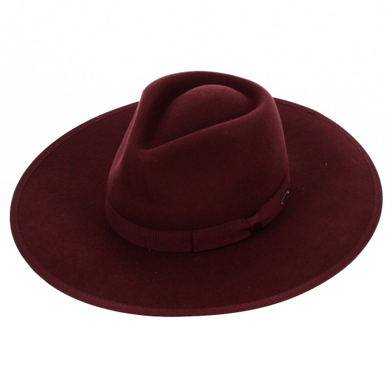 Jo Rancher Wool Felt Fedora Hat in Burgundy - Brixton