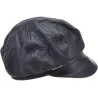 Black Leather Newsboy Cap - Seeberger