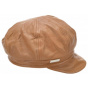 Camel Leather Newsboy Cap - Seeberger