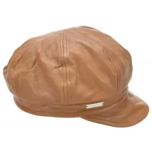 Camel Leather Newsboy Cap - Seeberger