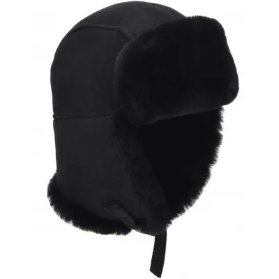 Chapka Harbin Cuir D'Agneau Noir - Seeberger