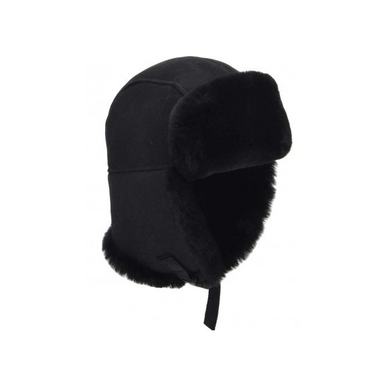 Black Lambskin Harbin Trapper Hat - Seeberger