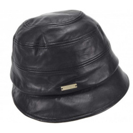 Camille Cloche Hat Black Leather - Seeberger
