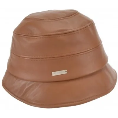 Chapeau Cloche Camille Cuir Camel - Seeberger  Reference : 19011| Chapellerie Traclet