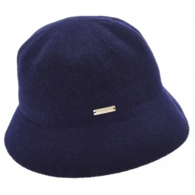 Eva Navy Wool Cloche Hat - Seeberger  Reference: 19018| Traclet Hatmakers