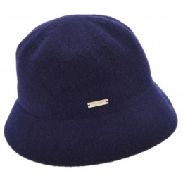 Cloche Hat Eva Wool Navy - Seeberger