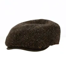 Brown Herringbone Jackson-2 Curved Cap - Göttmann Reference: 19026 | Traclet Hat Shop