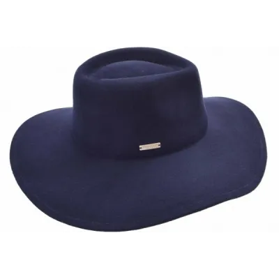 Chapeau Fedora Lola Bord Large Marine - Seeberger  Reference : 19028| Chapellerie Traclet